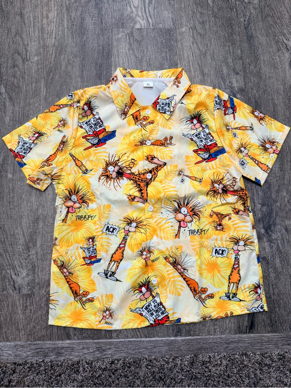 NIP Bill The Cat Bloom County Hawaiian Shirt Boys Sz XL  Button Up Lightweight